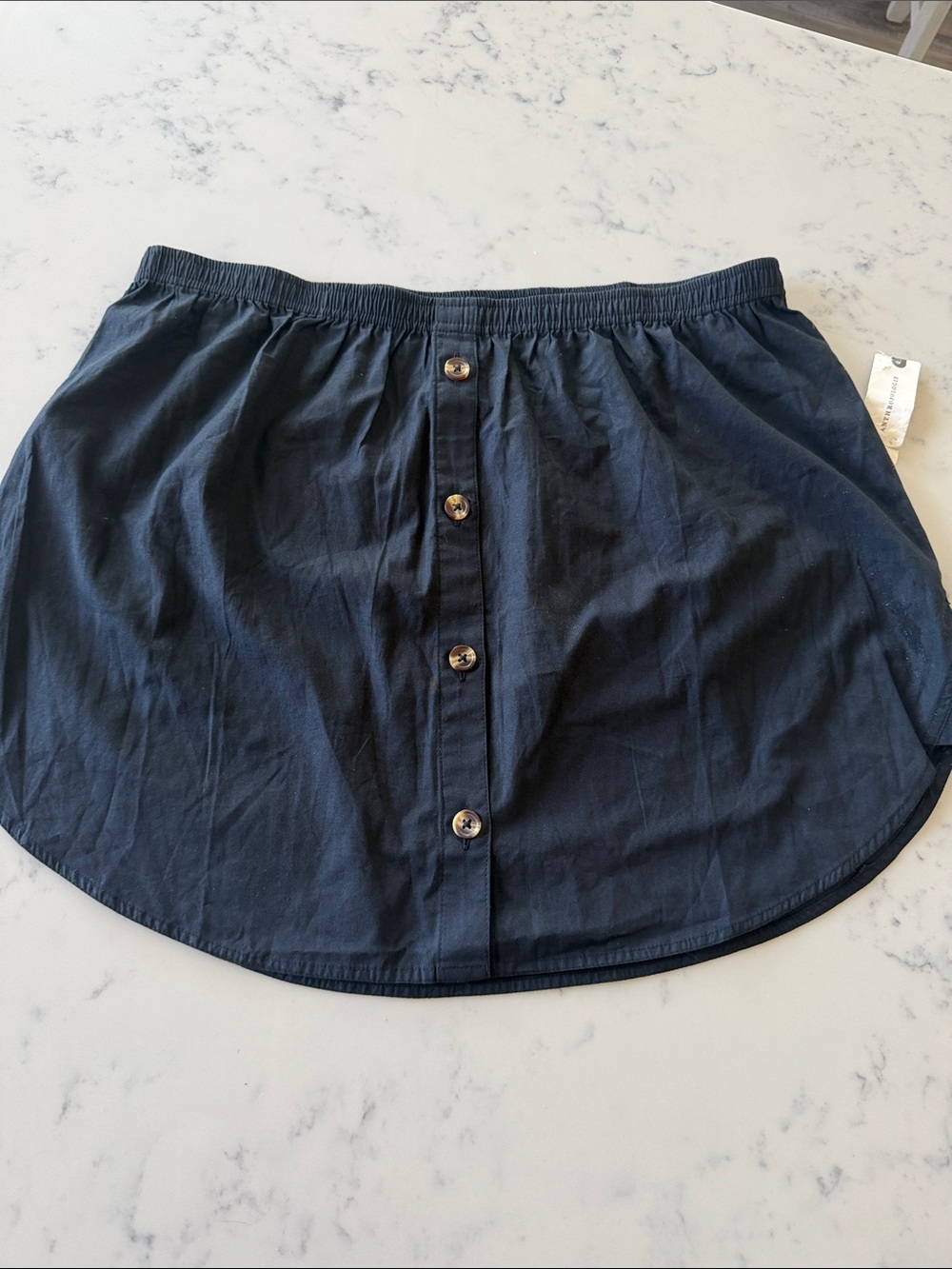 Anthropologie Black Button Front Mini Skirt NWT Size Large